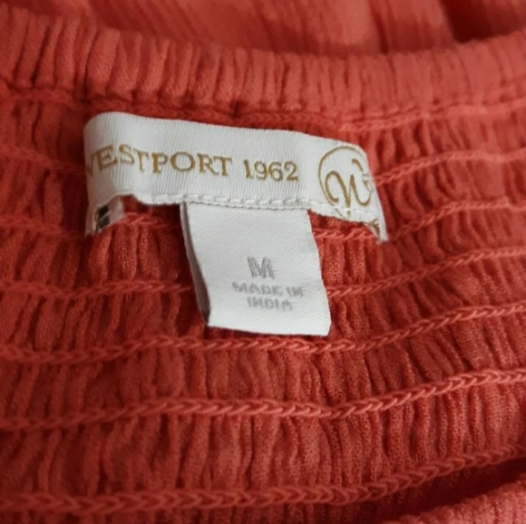 Womens Westport sz med coral color tunic peasant top Bell sleeved shirt - Picture 5 of 8